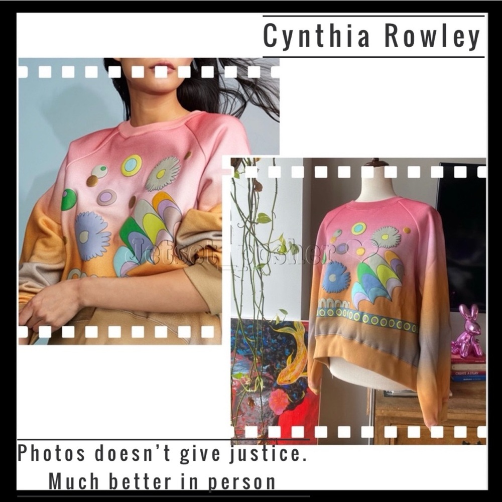 Cynthia Rowley Gorgeous 3D effect Puffy print Ombre asymmetrical sweatshirt
